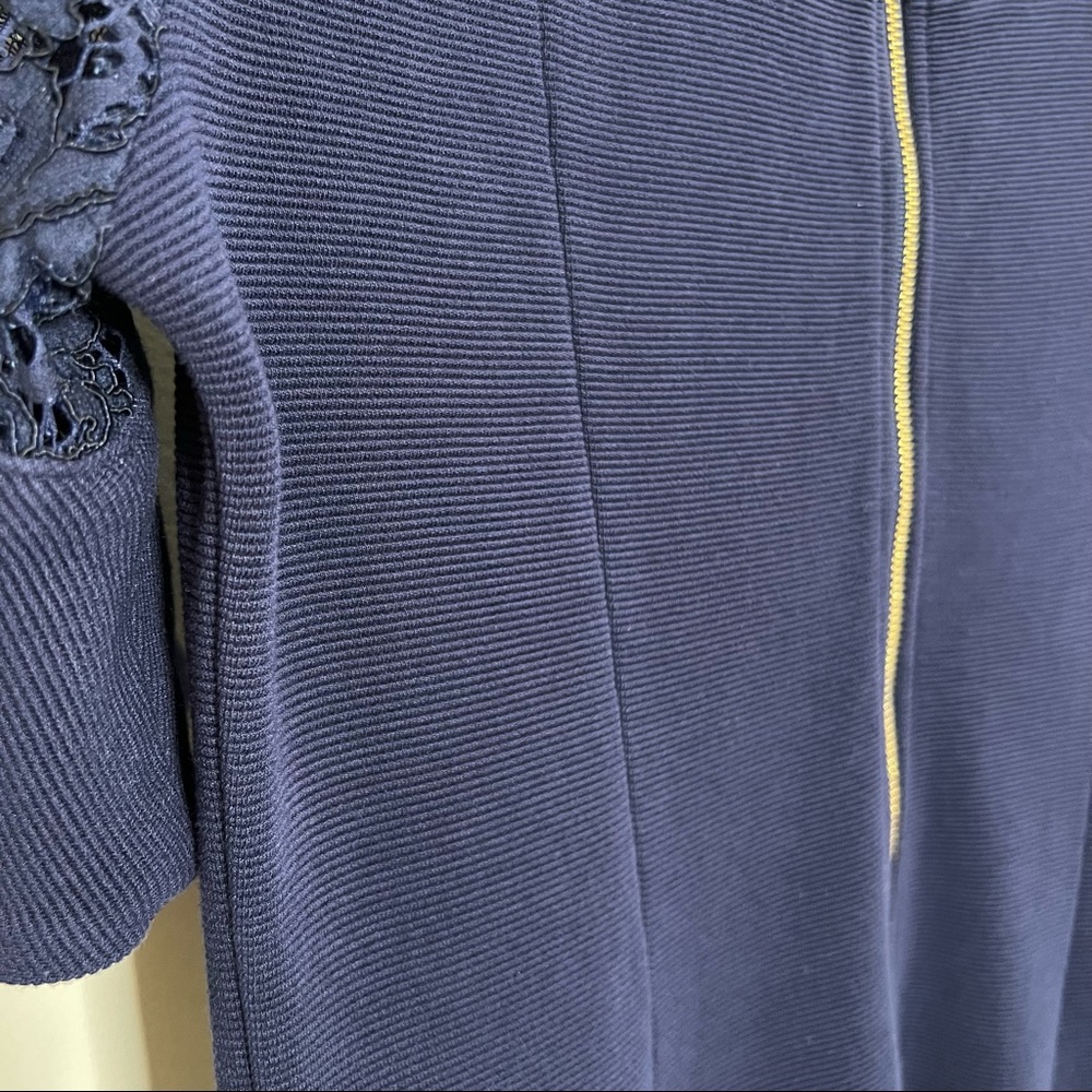 Draper James Navy Blue Lace Flutter Sleeve Dress - image 8